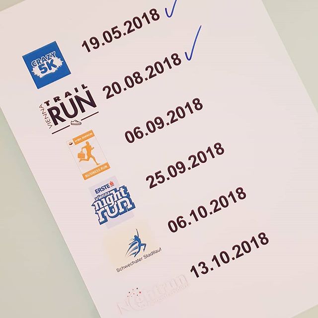 Lauf Plan für 2018 steht mal soweit.. Mal schauen was noch dazu kommt @crazy5krun #viennatrailrun #businessrun2018 @viennanightrun #schwechaterstadtlauf #lenughtrun #runnerdrun #strava #instarunning #instarun #garmin #running #runner #fattyrun #austrianrunner
