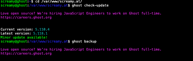 Ghost - Minor update available!
